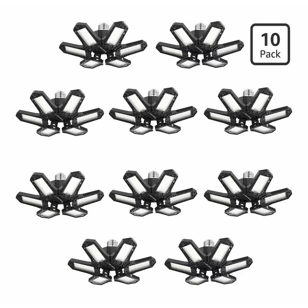 120W LED‎ Garage Lights 10 Pack Deformable Ceiling Shop Light 6500K E26/E27